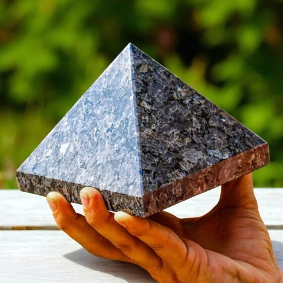 Large 125mm Grey Larvikite Crystal Pyramid Chakra Healing Stone For Home Decor 1