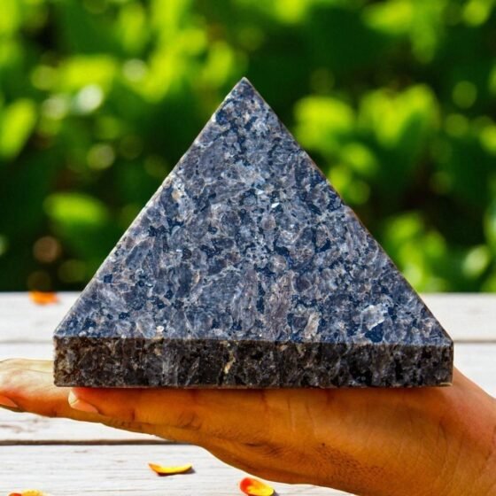 Large 125mm Grey Larvikite Crystal Pyramid Chakra Healing Stone For Home Decor 2