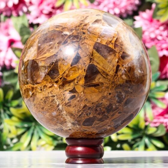 Large 190mm Natural Fire Quartz Crystal Sphere Healing Crystal Stone Home Decor 2