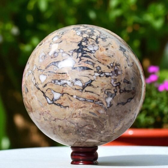 HUGE 240mm Peach Porcelain Jasper Crystal Sphere Metaphysical Power Stone Ball 1