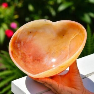 Large 230mm Golden Quartz Crystal Heart Bowl Meditation Chakra Stone Home Decor 2