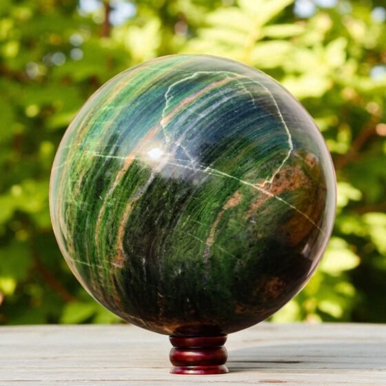 HUGE 260MM Green Nephrite Jade Crystal Sphere Aura Spirit Healing Stone Ball 2