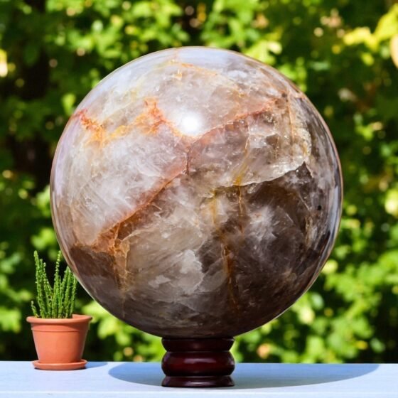 HUGE 215MM Fire Quartz Crystal Sphere Healing Crystal Meditation Stone HomeDecor 1