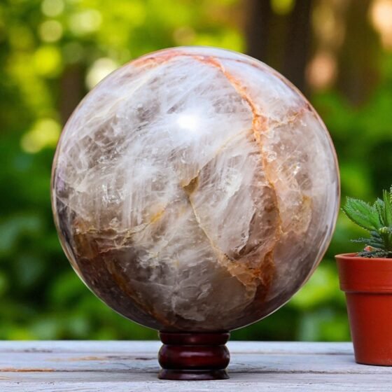 HUGE 215MM Fire Quartz Crystal Sphere Healing Crystal Meditation Stone HomeDecor 2
