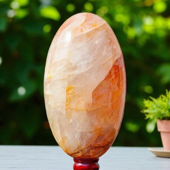 HUGE 295MM Red Fire Quartz Crystal Lingam Healing Aura Stone For Home Decor 2