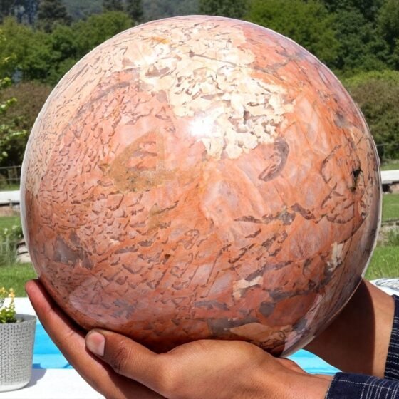 Large 195mm Pink Moonstone Rosophia Crystal Sphere Healing Crystal Stone Ball 1