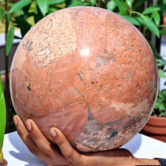 Large 195mm Pink Moonstone Rosophia Crystal Sphere Healing Crystal Stone Ball 2