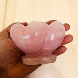 Large Rose Quartz Double Heart Crystal Puffy Love Stone Romantic Crystal Gift 1
