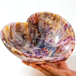 Beautiful Blue Auralite Crystal Heart Bowl Healing Crystal Decorative Heart Bowl 1