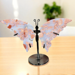 Beautiful Pink Amethyst Butterfly with Stand Carved Pink Amethyst Figurine 1