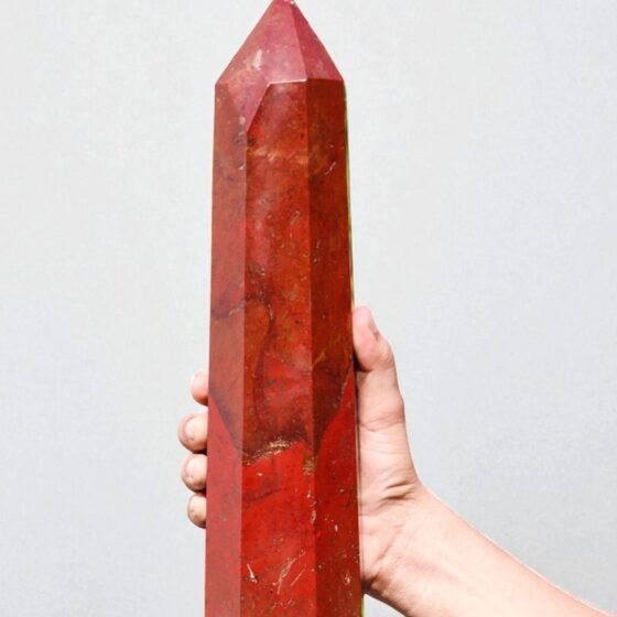 HUGE 345MM Red Jasper Crystal Tower Healing Crystal Point For Home Office Decor 1