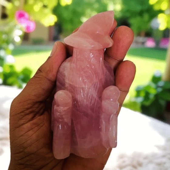 Large Rose Quartz Merlin Carving - Gentle Energy Statue Unique Gift Home Decor 1