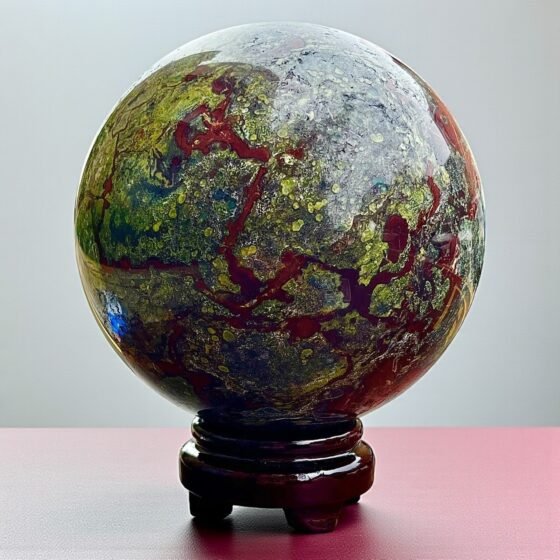 Large 140MM Dragon Blood Stone Crystal Sphere Healing Crystal Ball For HomeDecor 2