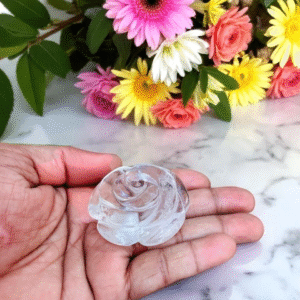 40-50MM Clear Quartz Crystal Rose - Unique Hand Carved Flower - Healing Stone 1