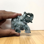 Large Moss Agate Crystal Elephant Figurine Handmade Home Office Decor Gift 1