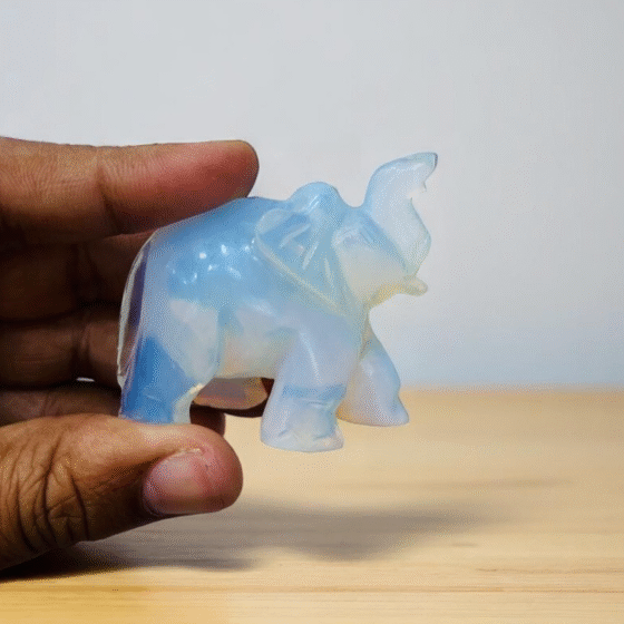 Large Opalite Crystal Elephant Figurine Handmade Home Office Decor Gift 1