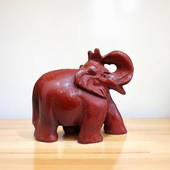 Large Red Jasper Crystal Elephant Figurine Handmade Home Office Decor Gift 1