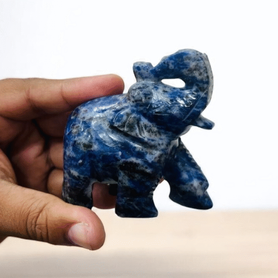 Large Sodalite Crystal Elephant Figurine Handmade Home Office Decor Crystal Gift 1