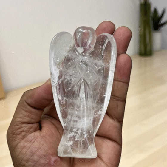 Large Clear Quartz Crystal Angel Figurine - Handmade Home Decor Healing Gift 1