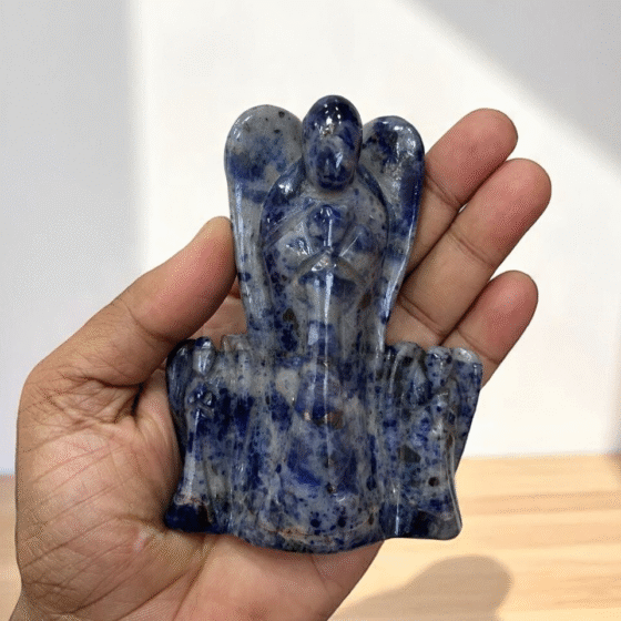 Large Family Sodalite Crystal Angel Figurine - Handmade Home Decor Healing Gift 1