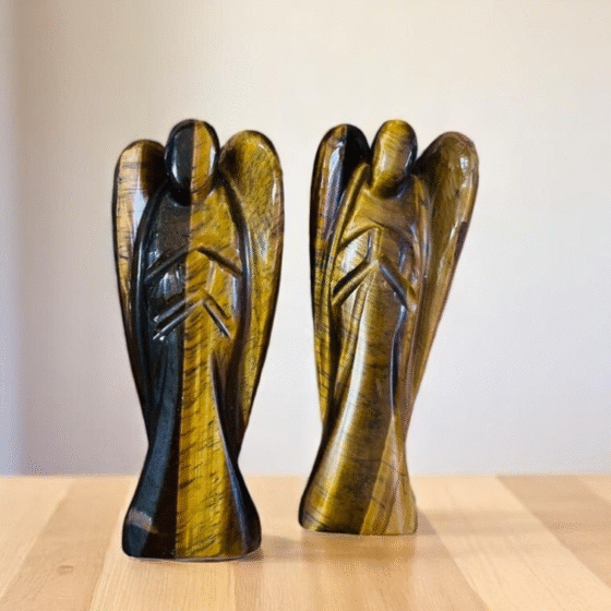 Handmade Tiger Eye Crystal Angel Figurines (Set of 2) - Prosperity Home Decor 1