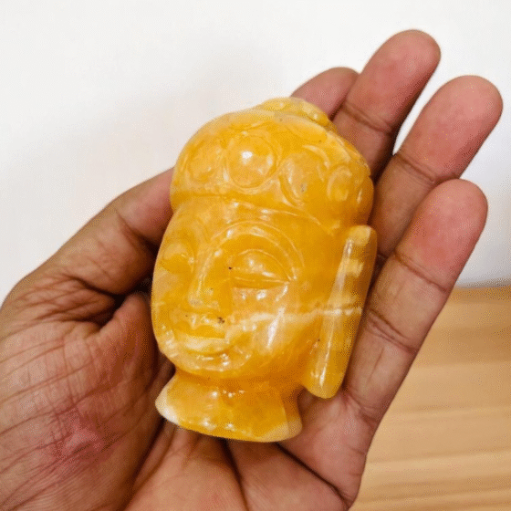 Handmade Large Citrine Buddha Head Sculpture Natural Crystal Home Decor Gift 1