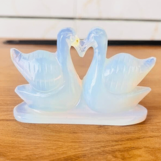 Natural Opalite Stone Duck Pair Opal Male & Female Duck Attract Love and Passion 1