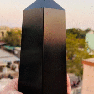 Large Black Shungite Crystal Tower Handmade Crystal Home Office Decorative Point 2