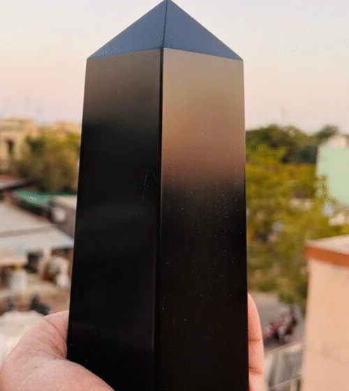 Large Black Shungite Crystal Tower Handmade Crystal Home Office Decorative Point 2