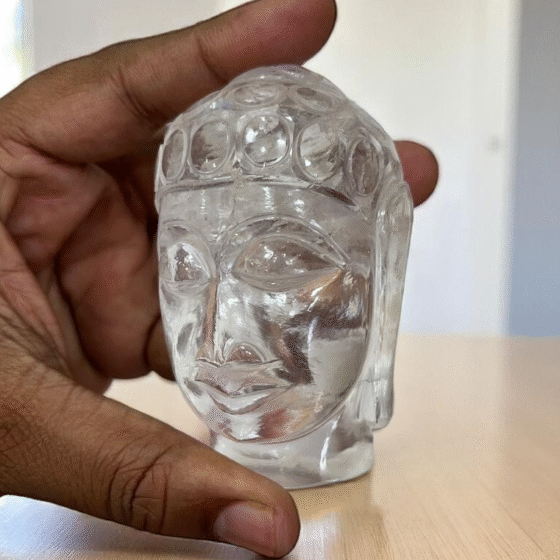 Handmade Large Clear QuartzBuddha Head Sculpture Natural Crystal Home Decor Gift 1