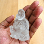 Handmade Clear Quartz Crystal Laughing Buddha Figurine - Large Home Decor Gift 1