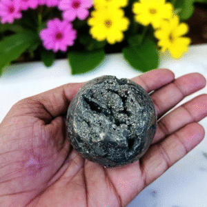 Handmade Large Druzy Pyrite Crystal Sphere - Decorative Home Office Orb 1