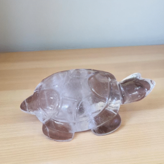 Handmade Clear Quartz Tortoise Figurine - Large 3" Natural Crystal Home Decor 1