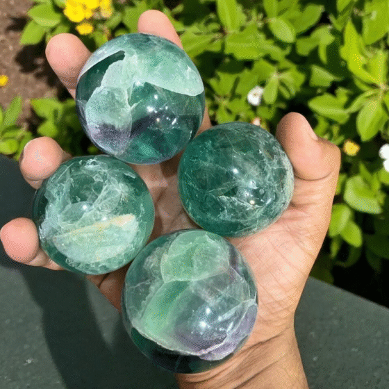 Create Natural Green FluoriteSphere Gem Ball Crystal Sphere Carved Crystal Ball 1