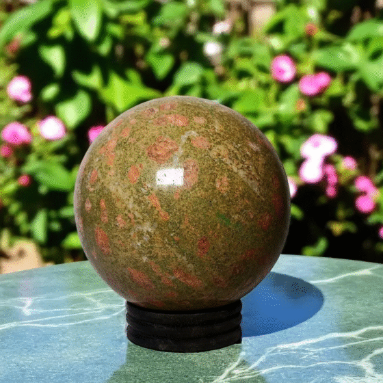 Genuine Green Unakite Gemstone Sphere - 130MM Crystal Ball - Healing & Chakra 1