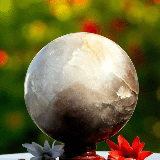 HUGE 275MM Natural Smoky Quartz Crystal Sphere Healing Stone For Home Decorative 1