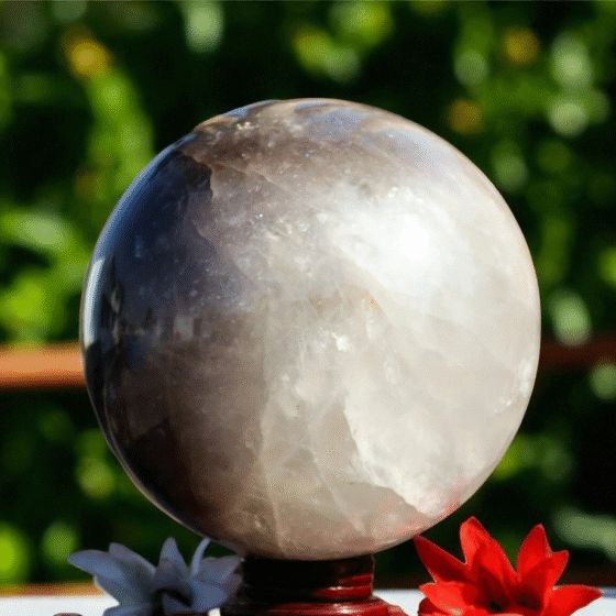HUGE 275MM Natural Smoky Quartz Crystal Sphere Healing Stone For Home Decorative 2