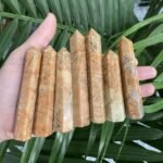 2Pcs Set Peach Moonstone Crystal Point Tower Hand Carved Crystal Tower 3-4inche 1