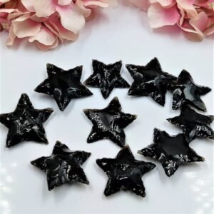 5Pcs Black Obsidian Crystal Stars Hand Carved Crystal Home Office DecorativeStar 1