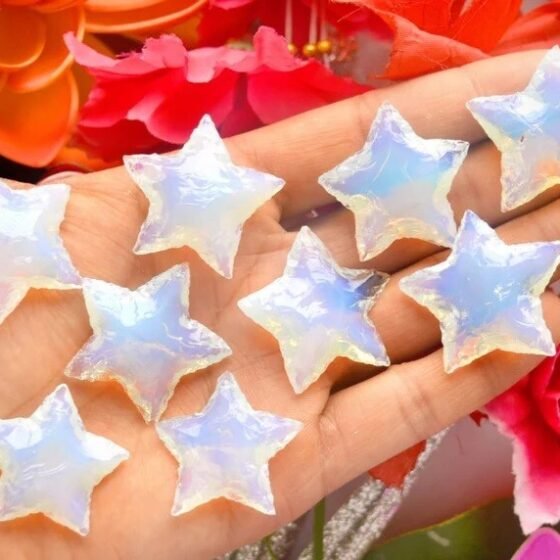 5Pcs Opalite Crystal Stars Hand Carved Crystal Home Office Decorative Stars 1