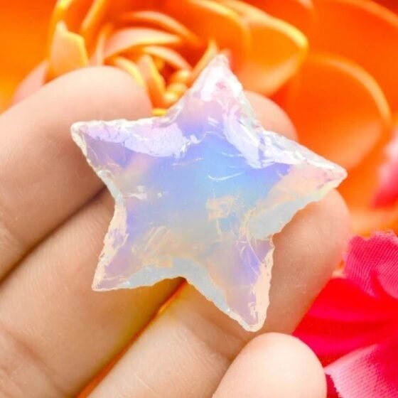 5Pcs Opalite Crystal Stars Hand Carved Crystal Home Office Decorative Stars 2