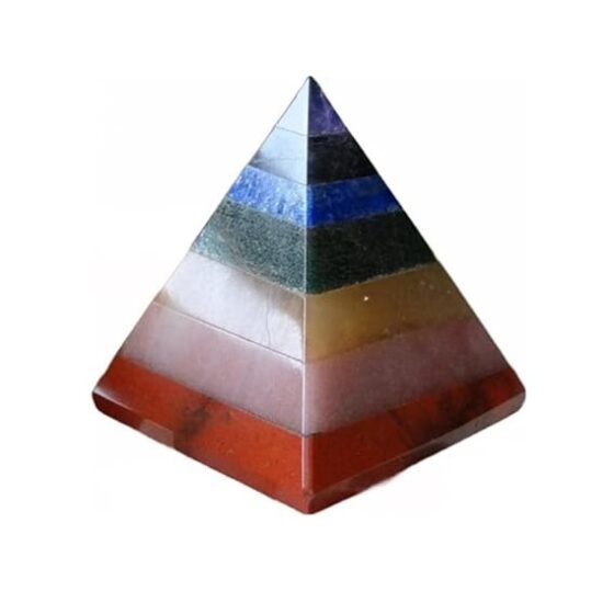 Seven Chakra Crystal Gemstone Pyramid Carved Home Office Decorative Pyramid 1