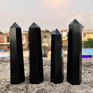 3Pcs Black Tourmaline Crystal Point Tower Hand Carved Crystal Home Office Decor 2