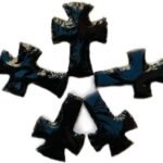5pcs Set Black Obsidian Crystal Cross Pendant & Jewelry Stone Charm Gift 3-4inch 1