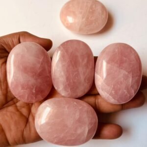 3Pcs Set Rose Quartz Crystal Palm Stone Healing Crystal Oval Pocket Worry Stone 1