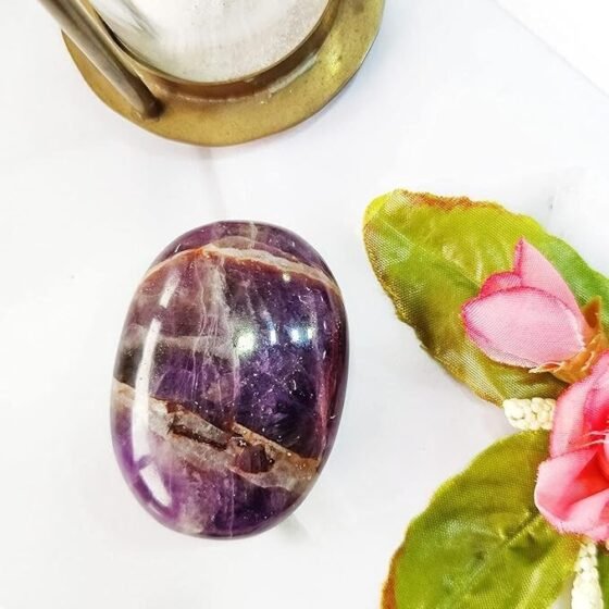 3Pcs Set Amethyst Crystal Purple Palmstone Hand Carved Crystal Home Office Decor 2