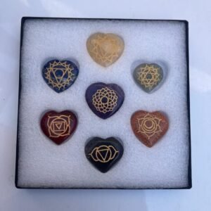 Seven Chakra Engraved Crystal Hearts Healing Crystal Positive Energy Meditation 1