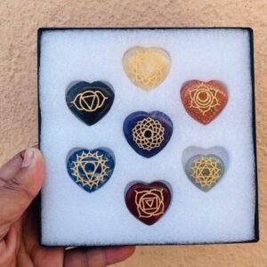 Seven Chakra Engraved Crystal Hearts Healing Crystal Positive Energy Meditation 2