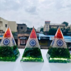Large Orgone Crystal Pyramid Indian Flag Tiranga Organite Money Home OfficeDecor 1