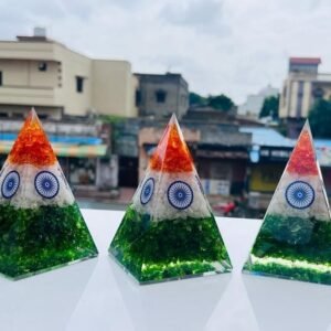Large Orgone Crystal Pyramid Indian Flag Tiranga Organite Money Home OfficeDecor 2